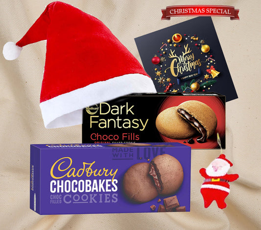 Merry christmas gift sets Hamper Special with Cookies Santa Greeting Paper Gift Box (Multicolor, Silver)